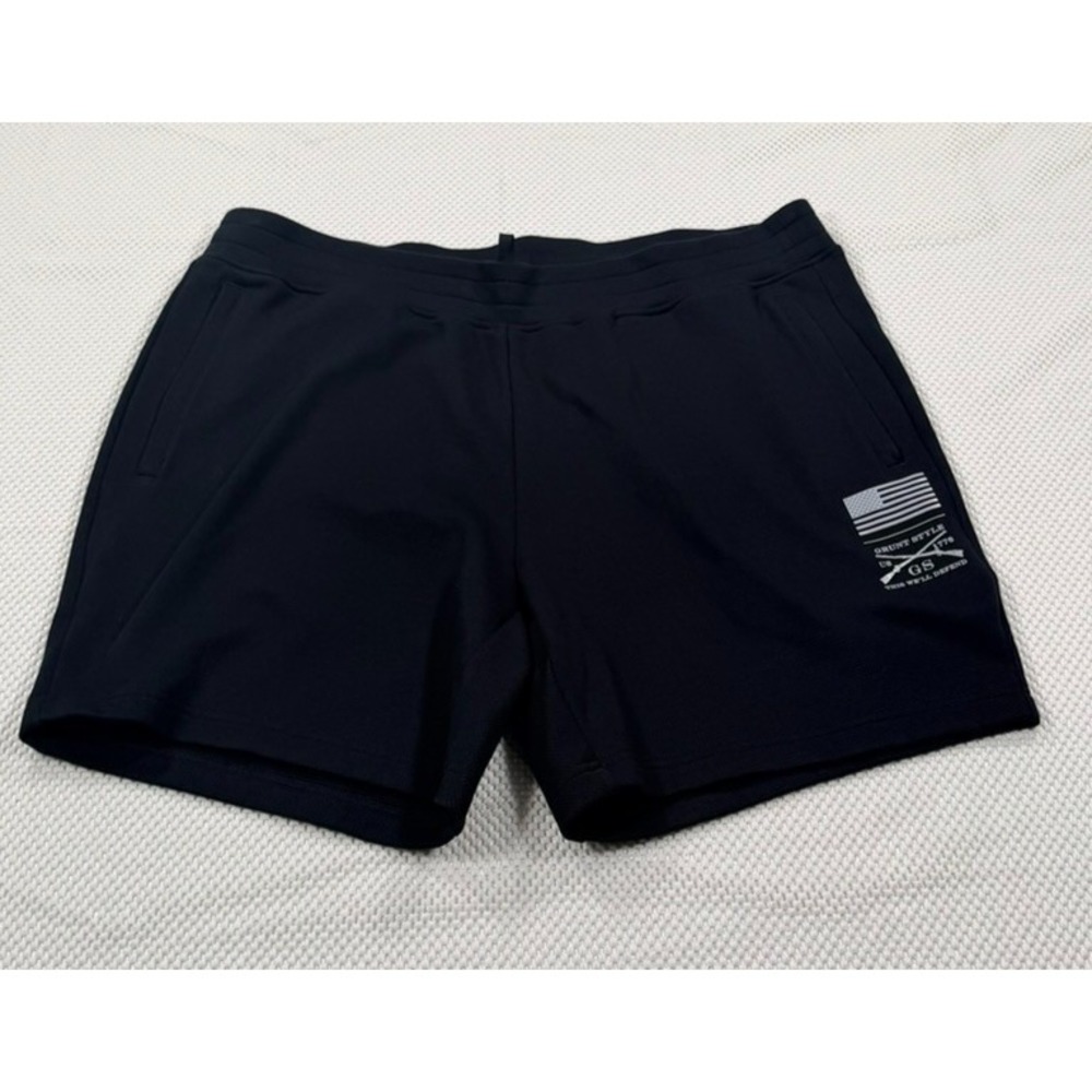 Grunt Style Shorts Men Size 2XL Black American Flag Waffle Knit Gym Workout 2X